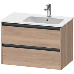 Duravit Ketho.2 Waschtischunterbau wandhängend, 2 Schubkästen, 810x549x480mm, für ME by Starck Beckenposition rechts 234683, K25268055550000, Farbe: Eiche Marmoriert Dekor