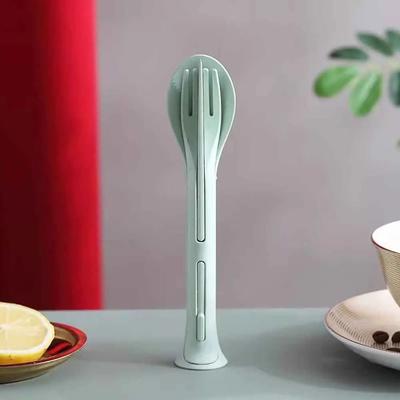 Uplifted Finds Portable Wheat Straw Dinnerware Set 3 Piece Travel Tableware Cutlery Picnic green