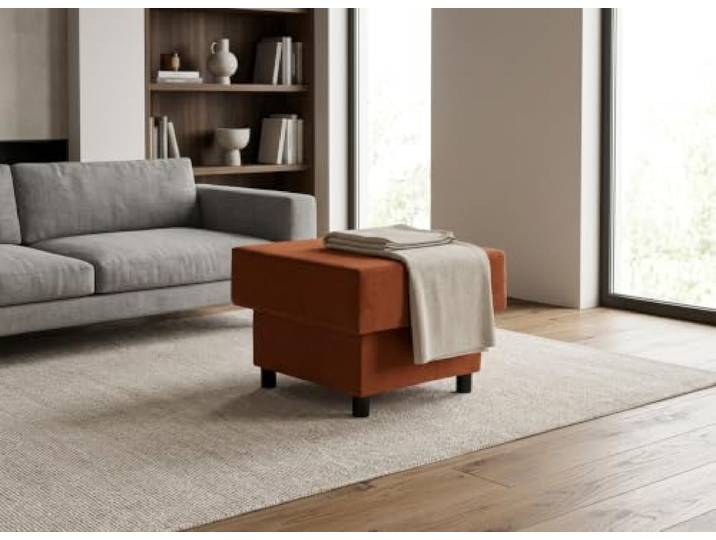 Family Meble Polsterhocker Komo Royal Aura – Fußhocker mit Stoff-Bezug und Stauraum – Orange · Aura 7
