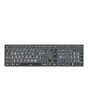Logickeyboard Largeprint TITAN Tastatur Windows hintergrundbeleuchtet kabellos Bluetooth 5.1 QWERTY GB Weiß auf Schwarz Titanium Gray (LKB-LPWB-TPC-UK)