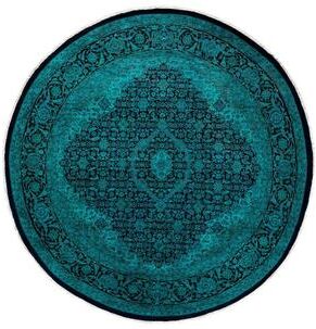 Overton "Fine Vibrance, One-of-a-Kind Hand-Knotted Area Rug - Blue, 6' 8"" x 6' 9"" - 6' 8"" x 6' 9"""