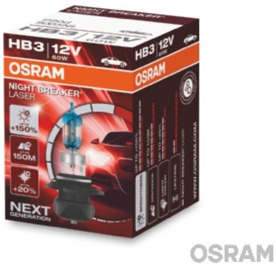 Ams-Osram Glühlampe Halogen OSRAM HB3 Night Breaker Laser 12V, 60W, 1 Stück