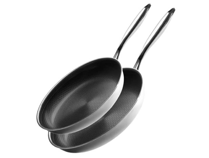 Onyx Cookware Pfannenset 24+28 cm – Beschichtete Induktionspfannen Set Für alle Herdarten; kratzfeste Antihaft-Oberfläche; 3-Schicht Edelstahl/Aluminium; PFAS-frei; ofenfest bis 260 °C