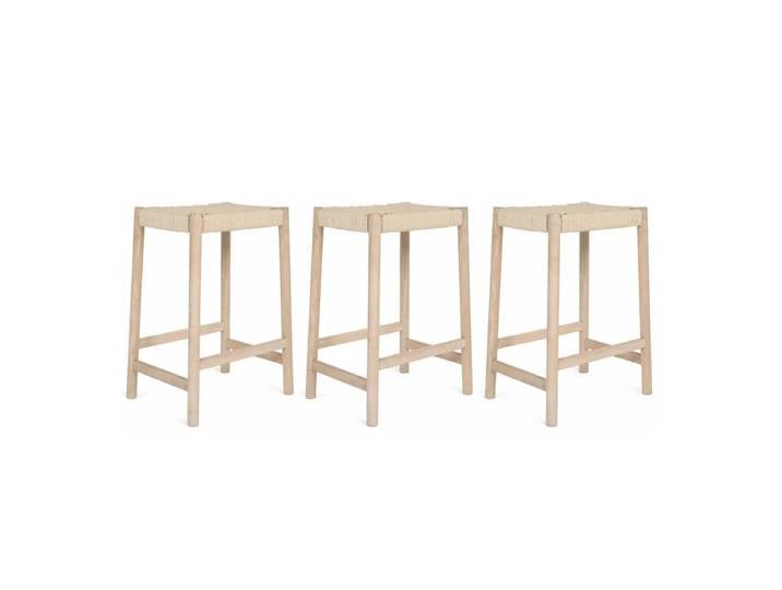 3er Set Barhocker Ida - Geflechtsitz, Eiche bianco