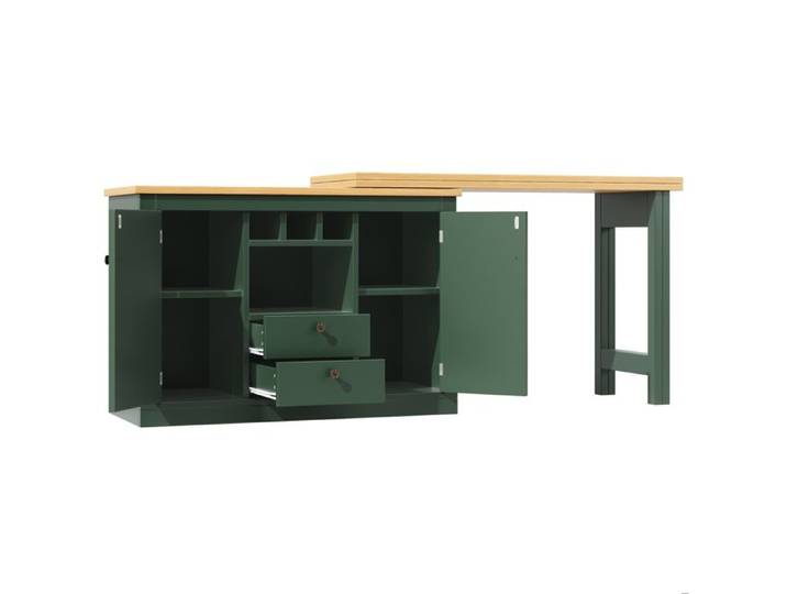 Buffet-bar extensible MDF – Table à manger pivotante 360° 120-180 cm – Vert antique