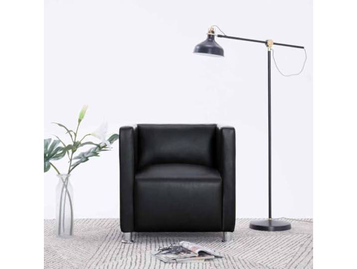 Würfel-Sessel Schwarz Kunstleder mit Metallbeinen Klassisches Design,bequeme Rückenlehne,Café und Interieur,langlebige Bauweise