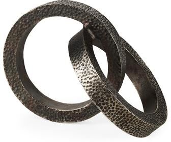 Mercana Rafiki 7.9L x 5.9W x 5.9H Two Blackened Hammered Finish Metal Conjoined Circles