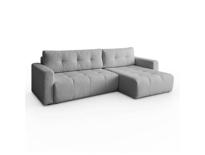 Kaiser Möbel Ecksofa Vienna Stil Bettkasten und Funktionalität Bouclé Grau Rechts, Holz, L-Form, Ottomane links, Ottomane rechts,L-Form, 261x143 cm, Wohnzimmer, Sofas & Couches, Wohnlandschaften, Ecksofas