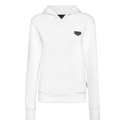 Sweatshirt PHILIPP PLEIN "Iconic Plein", Damen, Gr. S, weiß (01, weiß), Obermaterial: 100% Baumwolle, Sweatshirts Sweatshirt
