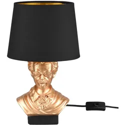 Tischlampe Nachttischleuchte Tischleuchte Wohnzimmerlampe Leselampe, Keramik gold Stoff schwarz, E14, D 21 cm