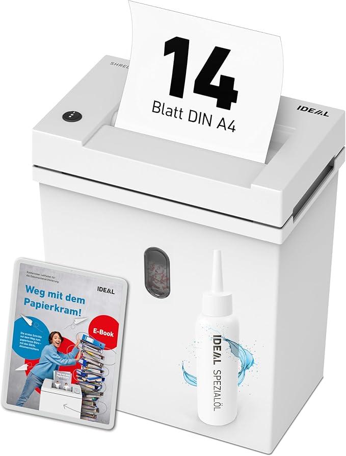 Aktenvernichter Shredcat 8200 DataCare Edition inkl.Spezialöl & Datenschutz-E-Book,14 Blatt, Partikelschnitt 4x40mm, P-4 leise & zuverlässig, perfekt für sicheres schreddern im Büro/Homeoffice
