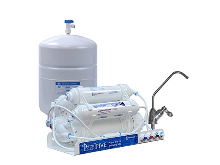 Wasserhaus PuriFIVE 5-stufige Umkehrosmoseanlage mit Tank Wasserfilter Untertisch Umkehrosmosefilter