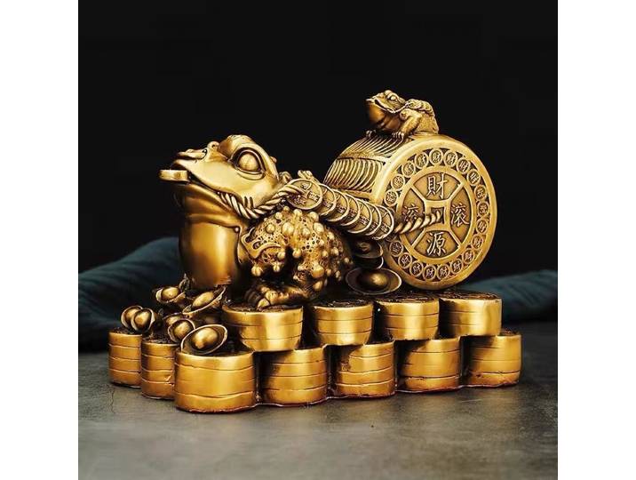 Ornements de crapaud doré en cuivre pur, traitent la richesse abondante et attirer la richesse, crapaud à trois pattes, cadeaux de décoration pour la maison