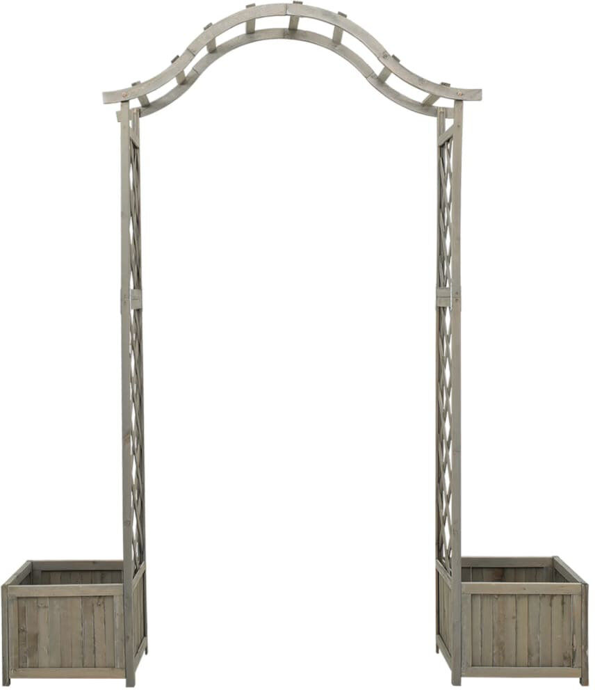 Marlow Home Co. Garden Pergola With Planter Solid Fir Wood Grey 204cm H X 175cm W X 40cm D