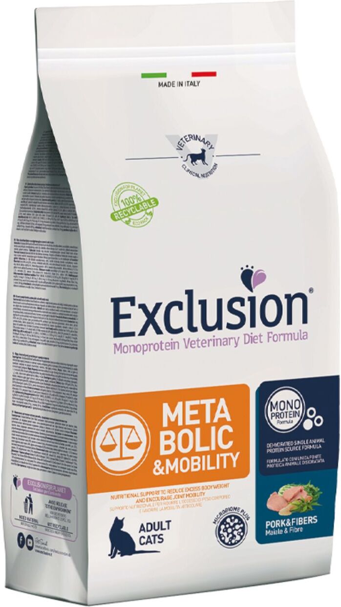 Exclusion Metabolic & Mobility Maiale e Fibre per Gatti 1,5 Kg