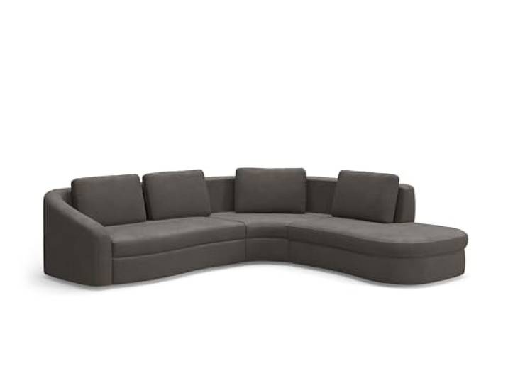 Cavadore Ecksofa Jawa / Bodennahe Eckcouch mit Sofa 2,5-sitzig und Trapezecke rechtwinklig (90 Grad) / 303 x 88 x 274 / Flachgewebe, Dunkelbraun