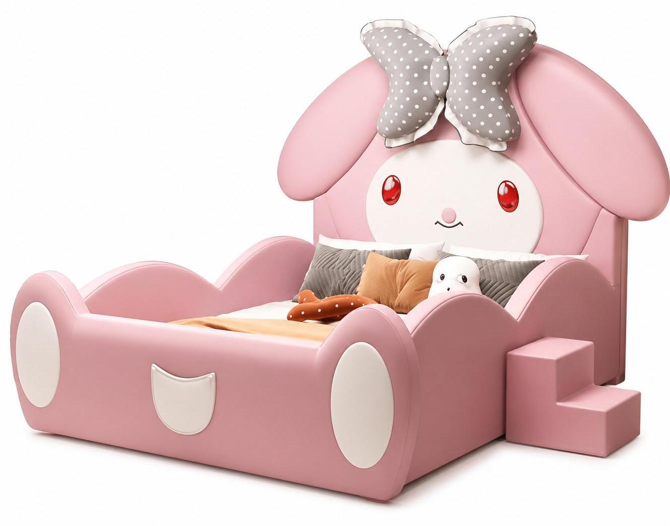 Rosa Kinderbett Prinzessin Leder Kindermöbel für Mädchen niedlich
