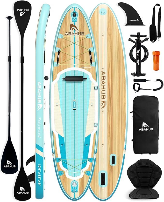 Board aufblasbar Stand Up Paddling Board Set, Blau/Grün/Orange/Rot Standup Paddle Board mit verstellbarem Aluminiumpaddel,Kajak Sitz,für Kajakfahren, 320x78/84x15cm