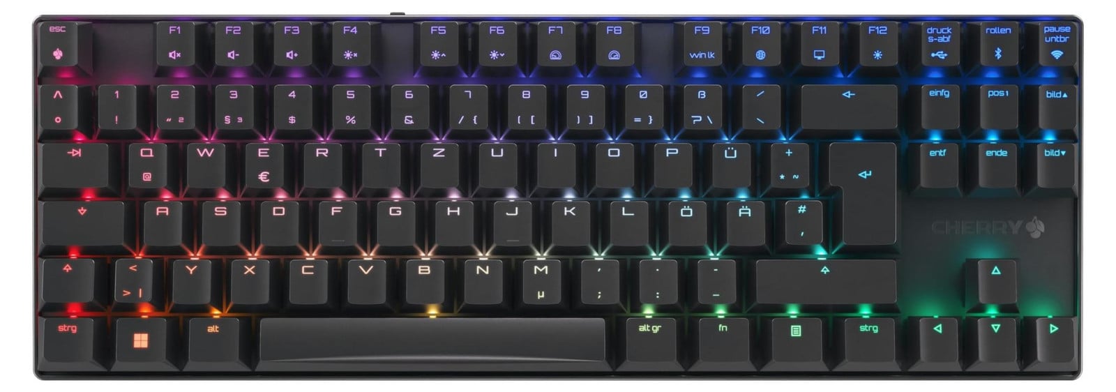 CHERRY XTRFY MX 8.2 Draadloos Toetsenbord - 80% TKL - Bluetooth 5.2, 2.4 GHz, USB-C - QWERTZ Duits - CHERRY MX2A Brown - Zwart
