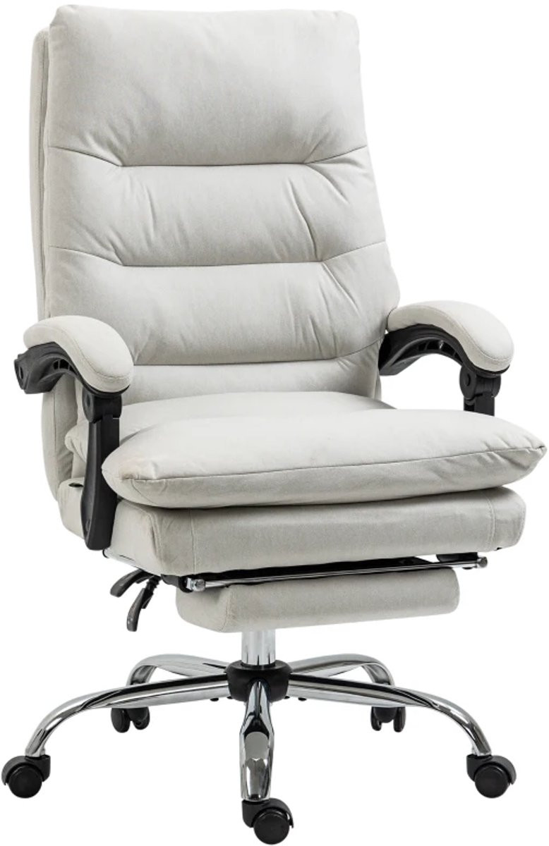 Zylaro Ergonomische Bureaustoel met Massage- en Verwarmingsfunctie, Crèmewit