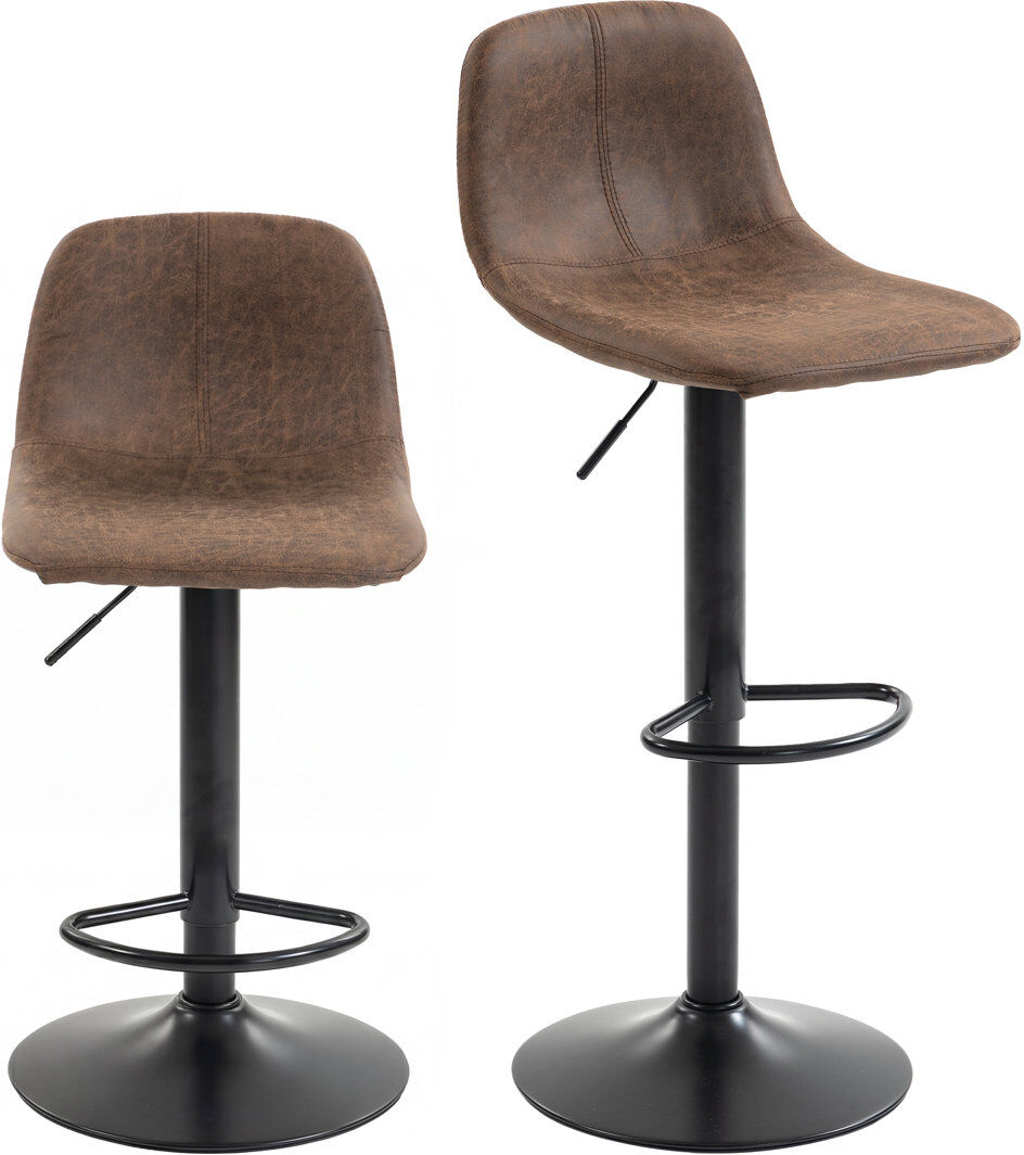 17 Stories HOMCOM Bar Stools Set of 2, Modern Swivel Barstools for Dining Room Brown 44cm W X 37cm D