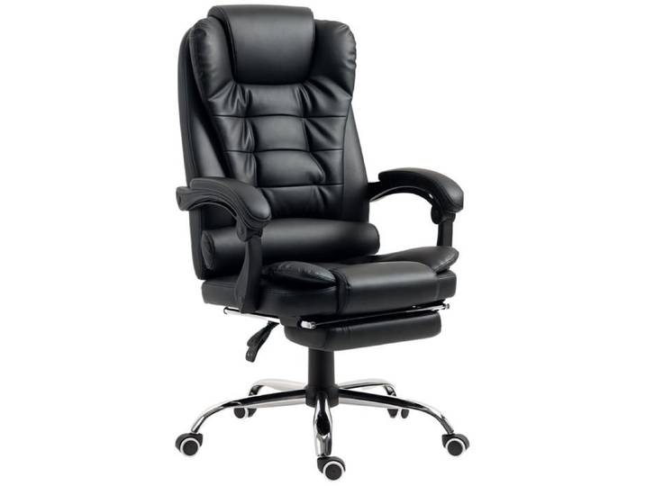 HOMCOM - fauteuil de bureau - Revêtement synthétique PU - 64.5x69x117cm - Noir
