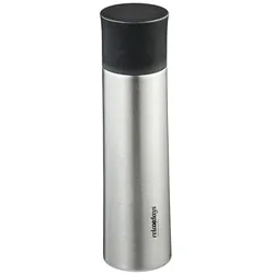 Relaxdays Trinkflasche Edelstahl 500 ml mit Becher Schwarz,Silber