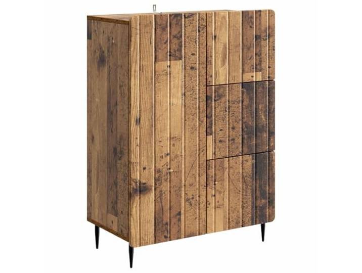 TEKGHUT Sideboard Altholz 66 x 34,5 x 91,5 cm Holzwerkstoff Regale, Schubladen, 90°-Pendeltüren, verstellbare Fächer, konische Metallbeine, leicht zu reinigen