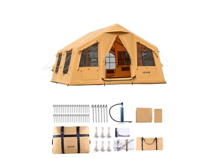 VEVOR Tente de Camping Gonflable Tente de Glamping 3 à 12 Personnes Oxford 300D Facile à Installer