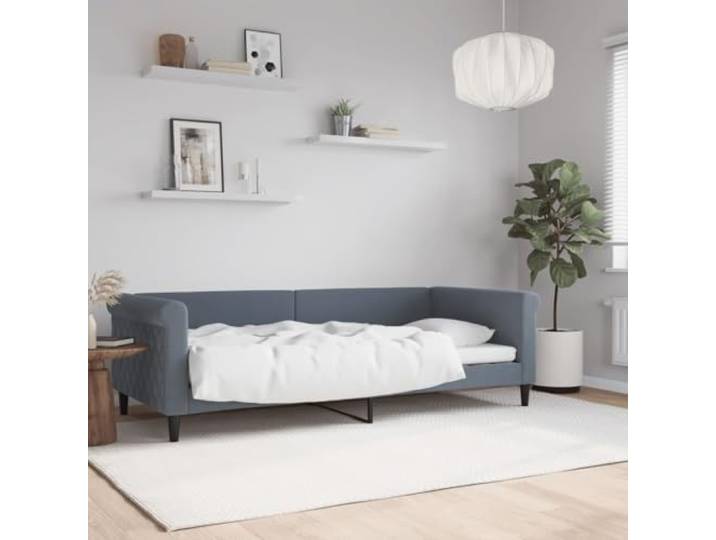 RJPLMFV Ruhebett, Dunkelgrau, 90 x 200 cm, Velours Sofa 2-in-1, Rahmen aus Metall und Holz, Rückenlehne gepolstert, ohne Matratze