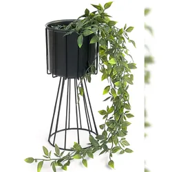 DanDiBo Blumenhocker Metall Schwarz 32 cm Blumenständer 96528 Blumensäule Modern Pflanzenständer Pflanzenhocker