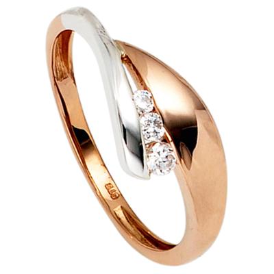Goldring JOBO Gr. 56, rosa (roségold 375), Fingerringe, Damen, 56, Roségold 375 Weißgold 375, Roségold 375, Weißgold 375, Goldring, 375 Gold bicolor mit Zirkonia