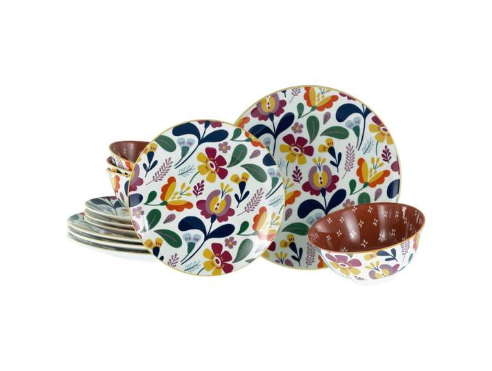 Speisetellerset 12--teilig. Folklore, Multicolor