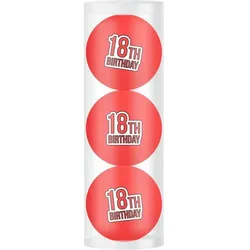 Golfball Geschenkset "18th Birthday" 3er rot