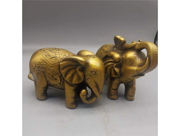 Brass Elephant Figurines Pair Home Decorations Crafts Business Gifts