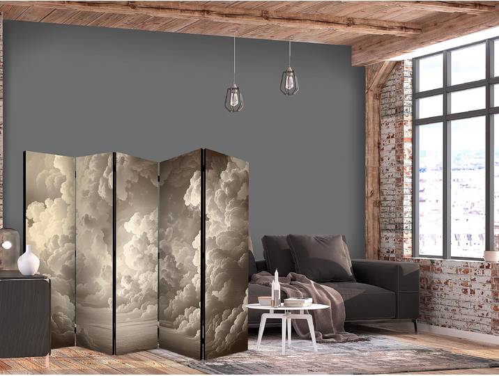 Paravent nuages légers 2 faces Autres Beige 225 x 172cm