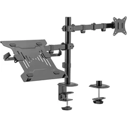 Toboli 2in1 Halterung Monitor Laptop Monitorhalterung Notebookhalter Monitorarm (Tisch, 32", 9 kg), Monitor Halterung, Schwarz
