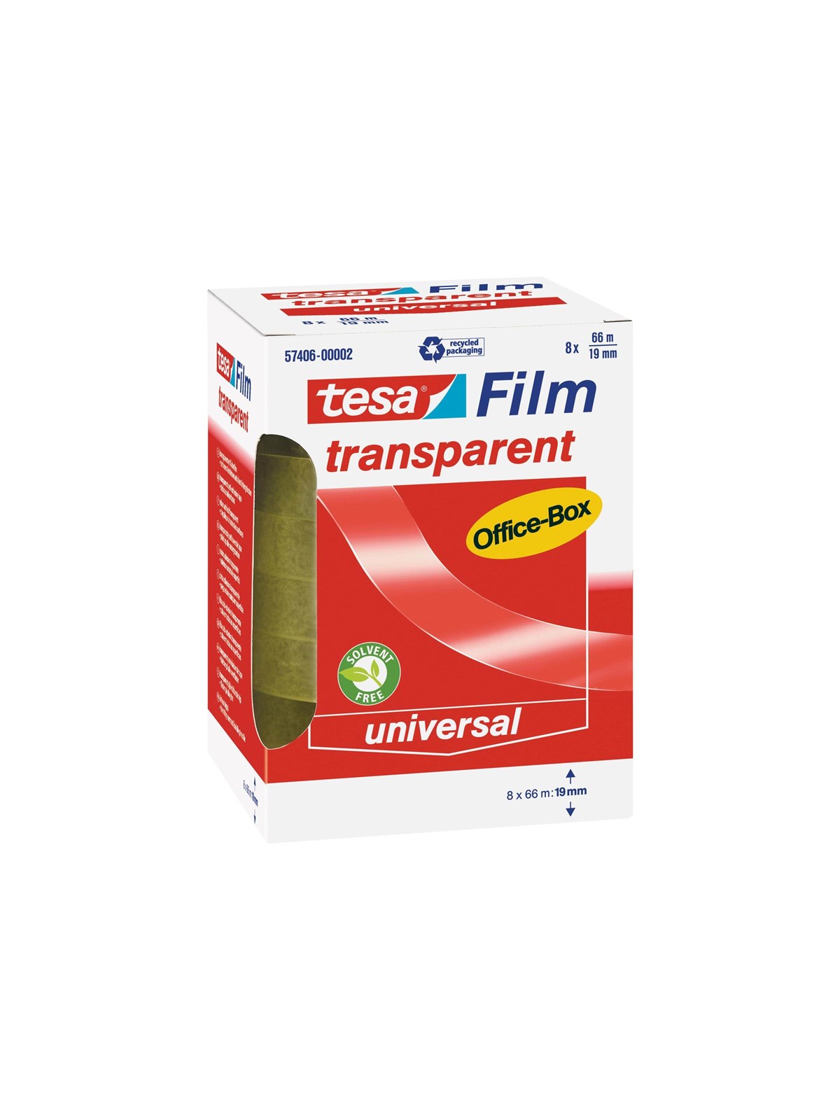 tesa film tape 8 x 66m x 19mm Transparent
