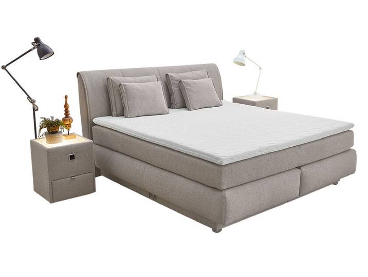 Boxspringbett TASSIA 160 x 200 cm Stoffbezug beige-grau