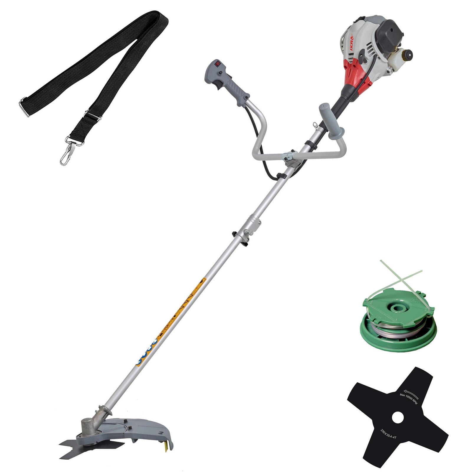 Ikra IBF 25-1 benzine grasmaaier met 2-takt motor, 43 cm snijbreedte en schoudergordel