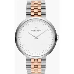 NORDGREEN - INFINITY - silber Roségold 5 link steel / 32 MM