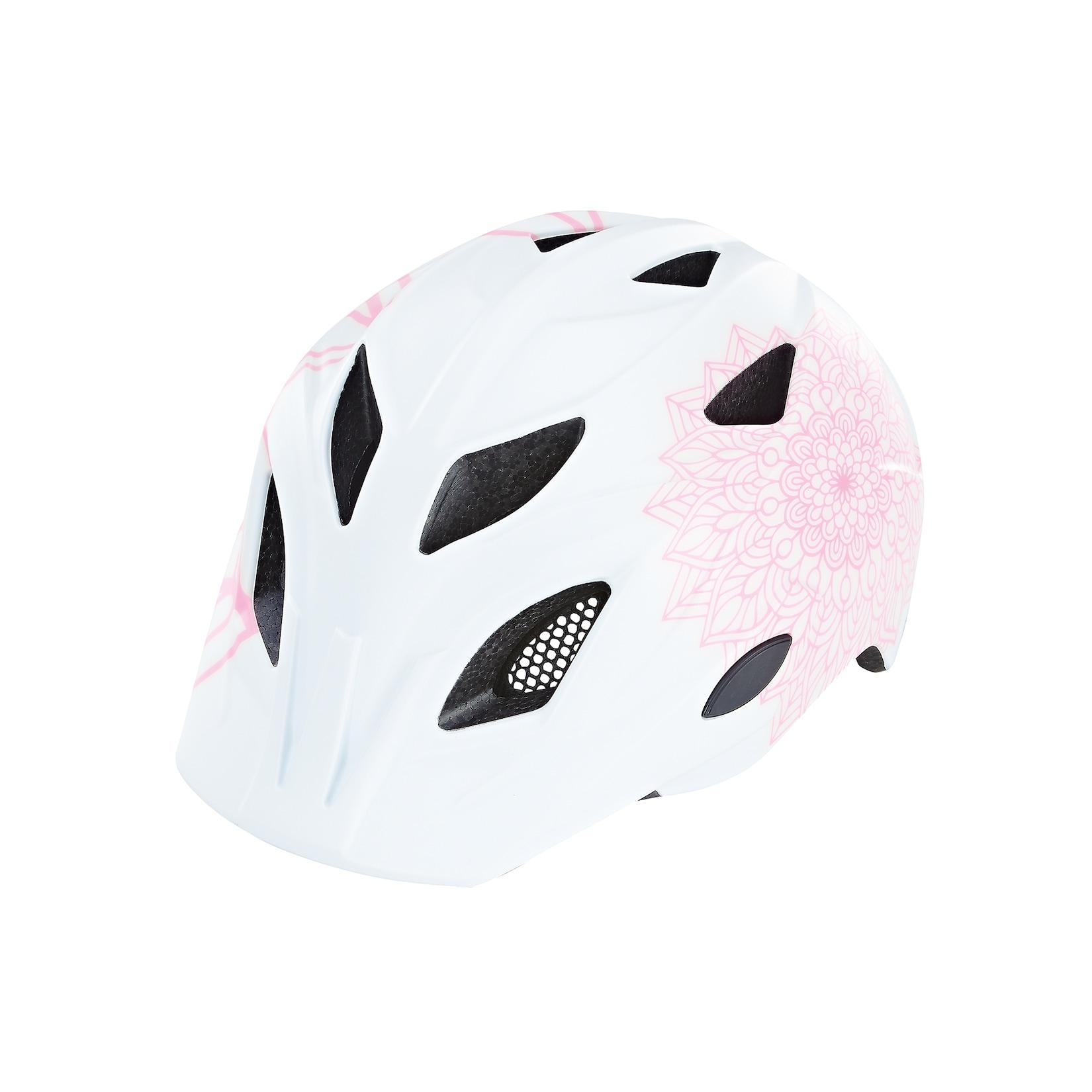 Kinder-Fahrradhelm, Inmold Technologie, mit LED-Licht und Reflektionsstreifen, Größe: 52-56 cm, Farbe: weiß