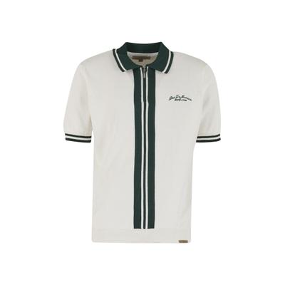 Poloshirt PAS DE MONACO "Pas De Monaco EMBLEME POLO", Herren, Gr. M, sanftes weiß, 100% Baumwolle, unifarben, relaxed fit, amerikanischer Ausschnitt, Shirts