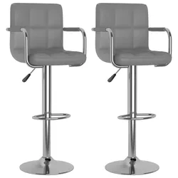 vidaXL Barhocker 2 Stk. Grau Kunstleder