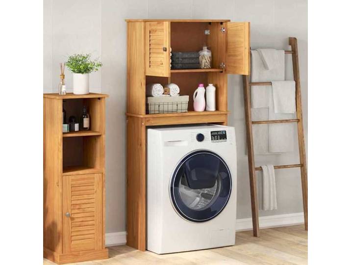 Meuble Rangement - HAOSHOP - Cabinet pour lave-linge avec étagère VIGO Marron et Marron Miel&01_32321