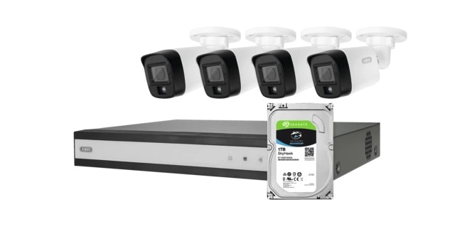 ABUS Analog-Video-Set: 4 Mini-Tube-Kameras + Rekorder 1TB TVVR33843T