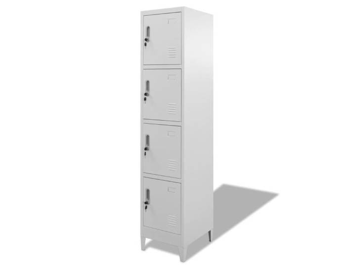 Armoire à casiers - Acier - Gris - 4 compartiments - 180 cm