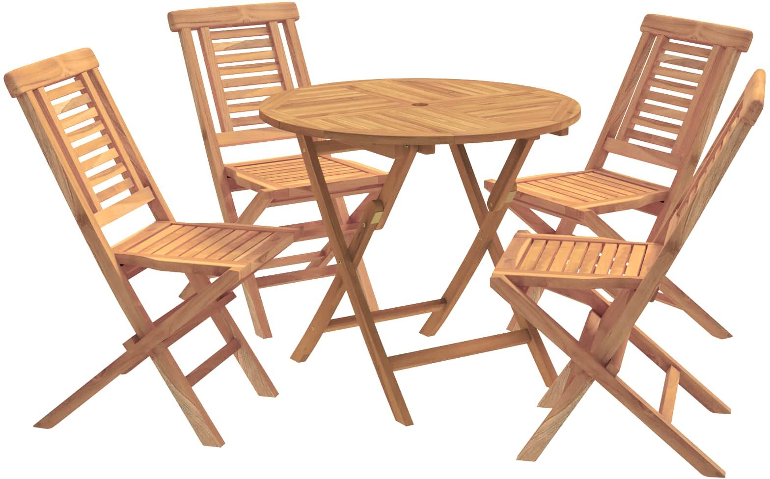 vidaXL Ensemble bistro de jardin pliant 5 pièces Naturel