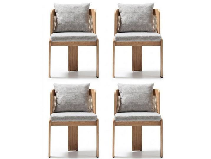 JVmoebel Esszimmerstuhl Stühle Design Weiss Stoff Holz Modern Zeitlos Skandinavisch Elegant, Made in Europa