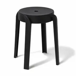 Kunststoff-Hocker Schwarz stapelbar leichter Sitzhocker Innen & Außen